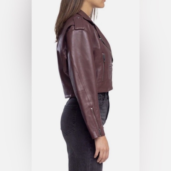 BLANKNYC Faux Leather Crop Moto Jacket. NWT. Head over heels Plum - Picture 3 of 8